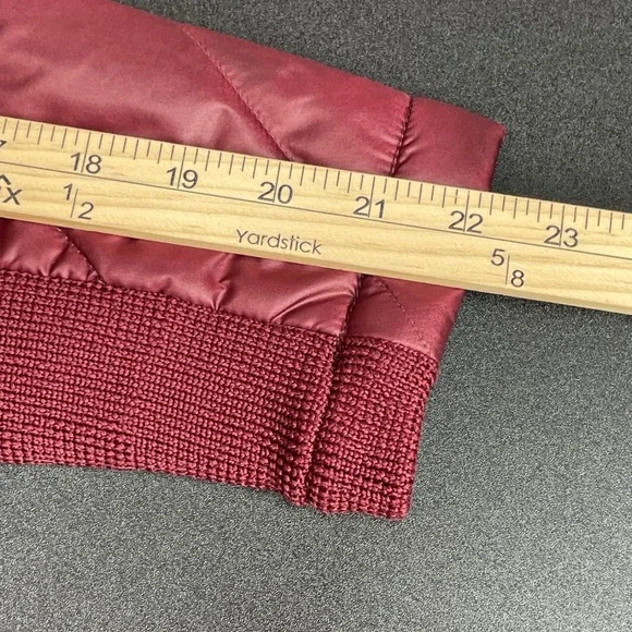 Zenergy by Chico's Quilted Embroidered Jacket Burgundy Velvet Trim Womens Size 0 - Picture 9 of 11